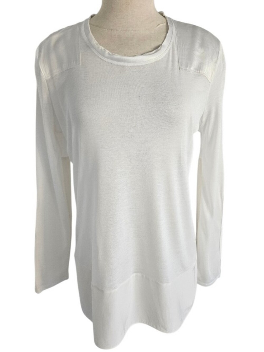 rag & bone of  White Long-Sleeve Crewneck Top Knitted -Silk